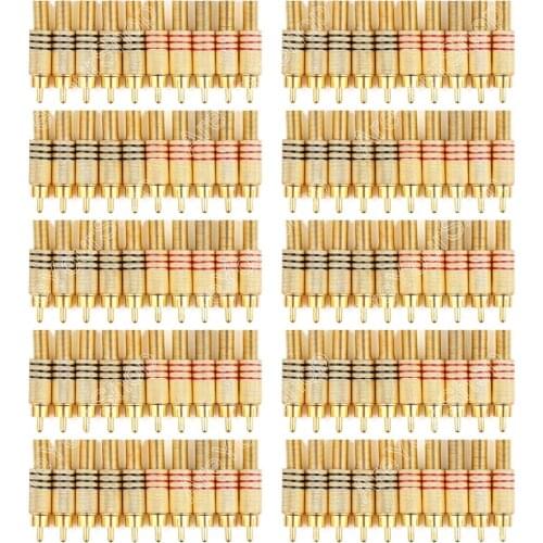 Areyourshop Hot Sale 100 Pcs Gold Plated RCA Plug Audio Male Connector W Metal Spring