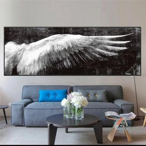 Archangel retro wings feather poster canvas painting black white wall art pop art wall picture for living room decoration
