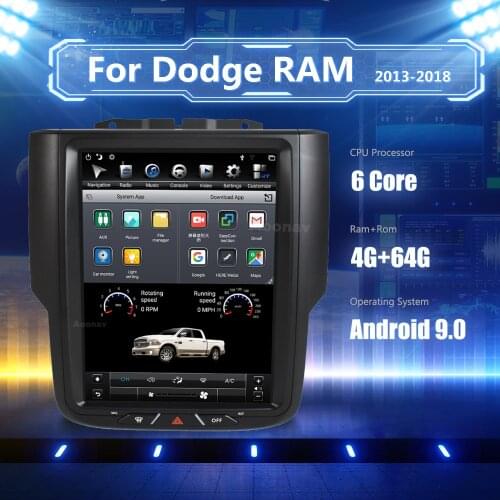 4G+128GB Android For Dodge RAM 1500 2013 -2018 car radio multimedia player Tesla Ultra HD screen 2din head unit