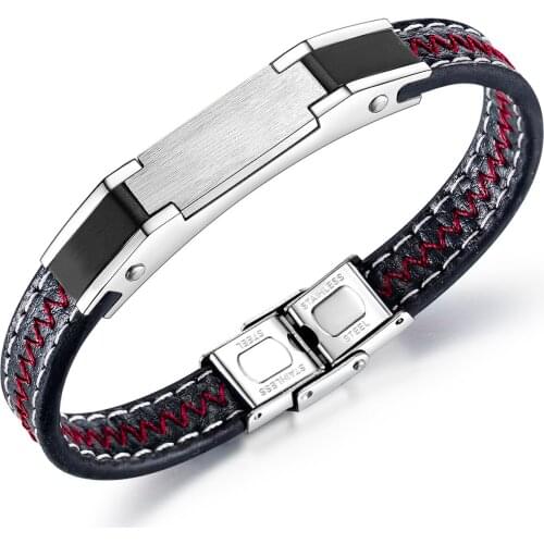 Cross Border Hot Sale Bracelet, European And American Domineering Personality Mens Leather Stainless Steel Jewelry Br