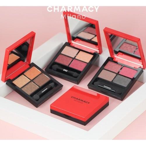 CHARMACY 4 Colors Easy To Wear Eyeshadow Palette Shimmer Shiny Eyeshadow Palette Pink Pigment Eyeshadow Makeup Beauty Cosmetics