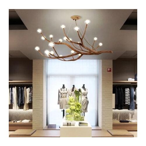 Rustic Tree Branch Glass Bubble Chandelier Lighting Bar Retro Chandeliers Ceiling Vintage Home Decor lustres light fixtures