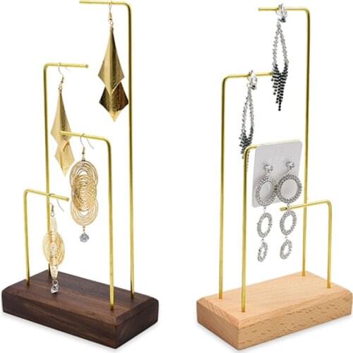 Wooden and Metal Jewelry Organizer Storage Earring Stand Earring Display Case Jewelry Jewellery Holder Earring Display Shelf