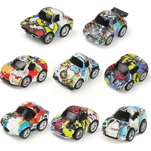 8 Styles Mini Graffiti Alloy Car Pull Back Automobile Toy Diecast Vehicles Model Simulate Racing Car for Children Boy Gift