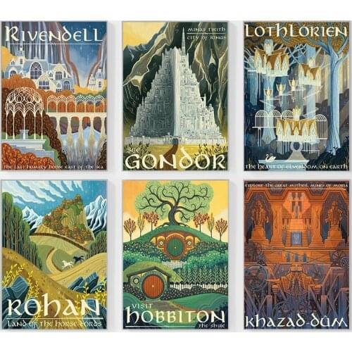 Travel Middle Earth Landscape Canvas Wall Art Poster Nordic Print Painting Nature Decoration Pictures Modern Home Decor No Frame