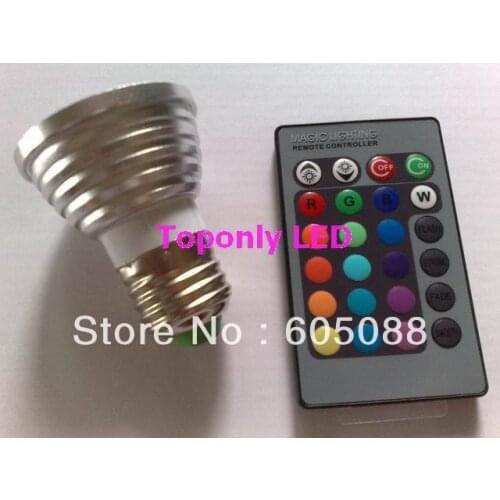 E27 3W rgb led spotlight bulb AC85-220V+IR remote control with 16 colors changing type 200pcs/lot wholesale DHL free shipping
