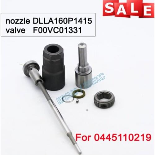 ERIKC 0 445 110 219 Common Rail Injector Parts Nozzle DLLA160P1415 Fuel Valve F00VC01331 Overhaul Kits for Bosch BMW 0986435092