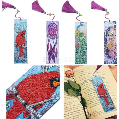 EverShine DIY Diamond Painting Bookmark Special Shaped Bird Bead Embroidery Cross Stitch Leather Tassel Diamond Art Gift