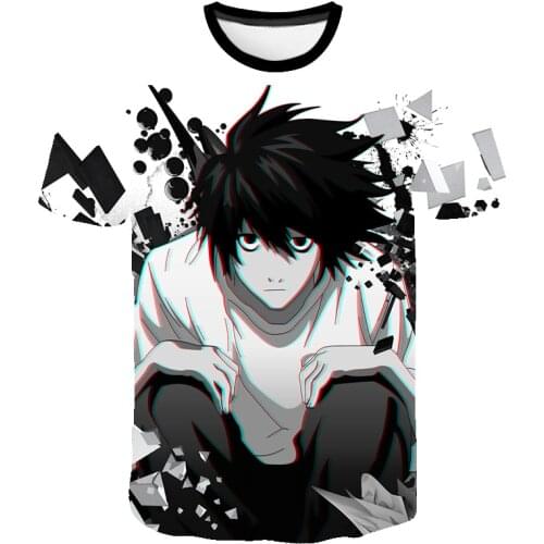 Anime Death Note Mens T-Shirt Funny Cool Graphic Mens Tops Oversize Summer Tee Short Sleeve 3D Cartoon Sweatshirt Men Clothing