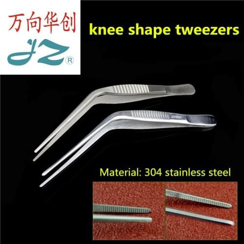 JZ medical curved Knee type Tweezers stainless steel Ear forceps Removal Otology cerumen excrement otolaryngology Extractor