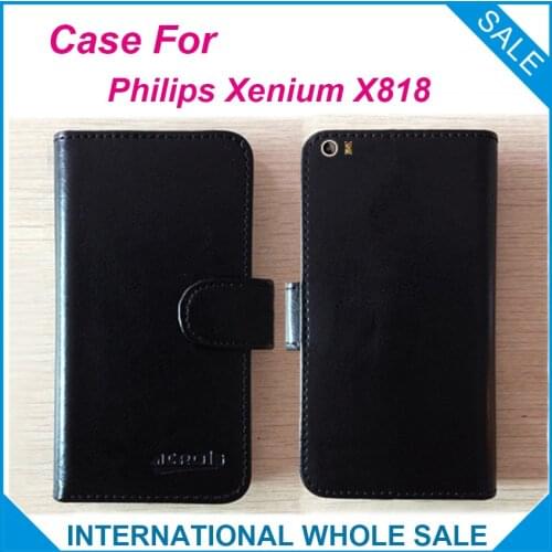 Hot! 2016 For Philips Xenium X818 Case,6 Colors High Quality Leather Exclusive Case For Philips X818 Cover Phone Bag Tracking