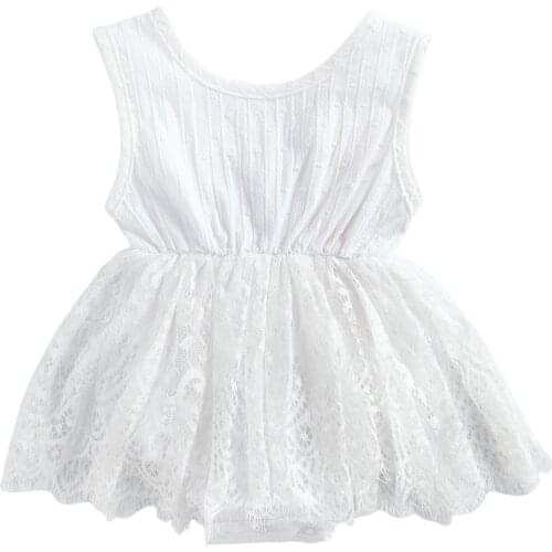 Fashion Infant Kids Girl Jumpsuits Dress Lace Sleeveless Tulle Bodysuit One-piece Suit for Birthday Party Photography