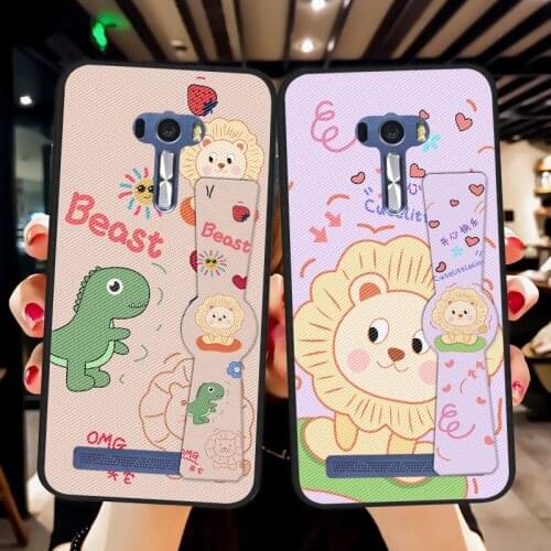 Cartoon Folding Wristband Case For Asus zenfone Selfie ZD551KL Silicone Animal Stand TPU Cover For Asus ZenFone 3 ZE552KL