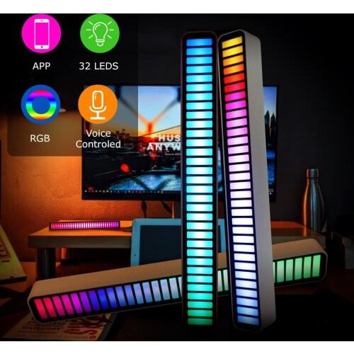 Voice-activated Rhythm Light Stick 32-Bit RGB Audio Spectrum Bar Pickup Ambient DJ LED Display Rhythm Pulse Colorful Signal