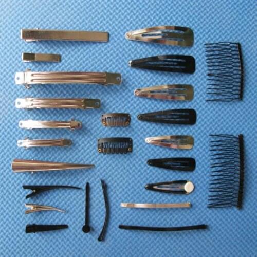 Set of 100pcs hair clips super combo prong alligator pinch ,extension snap clip,comb,snap ,bobby hair clips and French barrette