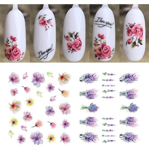 Nail Stickers Water Transfer Multiple Styles Fancy Flower Patterns Self-adhesive Stickers