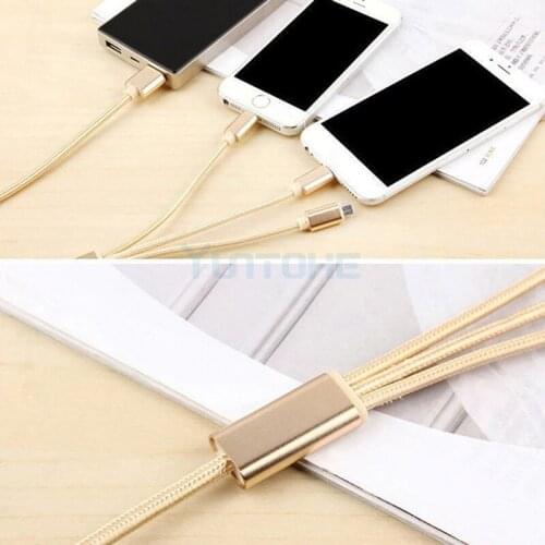 Nylon 3 in 1 Charging Cable For iPhone Micro USB Type C Multi Cable For iPhone 11 Xs Max XR 8 7 6 For Android Phone Cable 100pcs