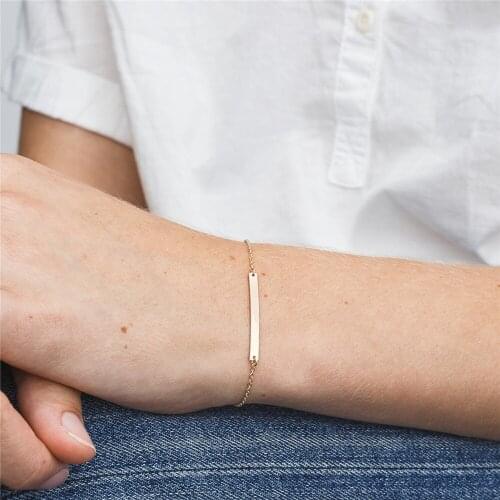 Simple Gold Rose Gold Color Stripe Bracelets for Women and Girls Valentines Day Gifts Delicate Jewelry Stainless Steel