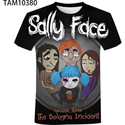 Sally Face Boys And girls' Summer Short Sleeve T-Shirt US Suspense Game 3D Cartoon Print Adult Oversized Fashion Casual Top