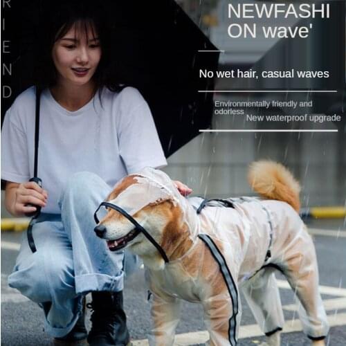 Puppy Dog Raincoat Four-legged Waterproof All-Inclusive Teddy Bichon Pet Medium Large Dog Small Dog Rainy Clothes Poncho