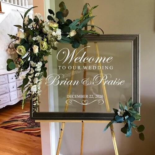 Wedding Welcome Wall Decal Personalized Couples Names and Dates Wall Stickers Wedding Welcome Sign Vinyl Wedding Decor C559