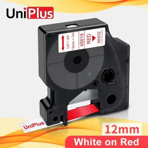 UniPlus Red on White 12mm Label Tape 45015 Replace Dymo Label Maker Machine 12mm*7m for Dymo MobileLabeler LabelManager 450D PNP