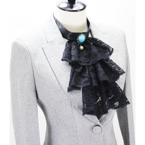 Steampunk Fake Collar Victorian Renaissance detachable collar Ruffled Lace Jabot Neck Collar Stage Party Costume False Collars