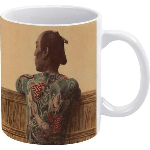 Japanese Tattoo White Mug Coffee Mug 330ml Ceramic Home Milk Tea Cups and Mugs Travel Gift for Friends Tattoo Japan Japanese A