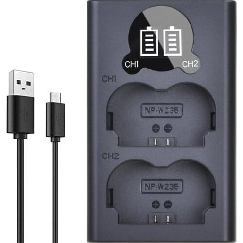 LCD USB NP-W235 NP W235 Battery Charger with Type C Port for Fujifilm NP-W235 & Fujifilm GFX 100S, X-T4, VG-XT4 Vertical Battery