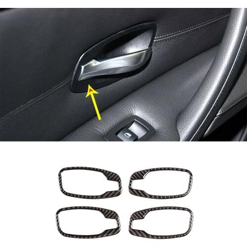 3D Carbon Fiber Inner Handle Frame Sticker For BMW 5 Series E60 E61 2004-2010 Car Accessories 4 Pcs