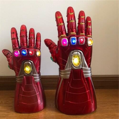 4 1:1 LED Light Stone Cosplay Gloves Tony Stark Superhero Cosplay Props PVC Gloves