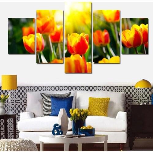 5 Pcs Wall Art Abstract Flower Sunshine Modern HD Picture Home Decoration Living Room Canvas Print Painting Picture