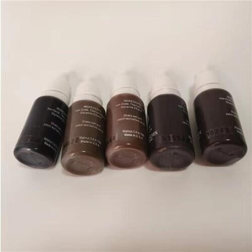 5pcs permanent makeup micro pigment pigment tattoo ink 15ml / bottle cosmetic 3D eyebrow black brown mixed color