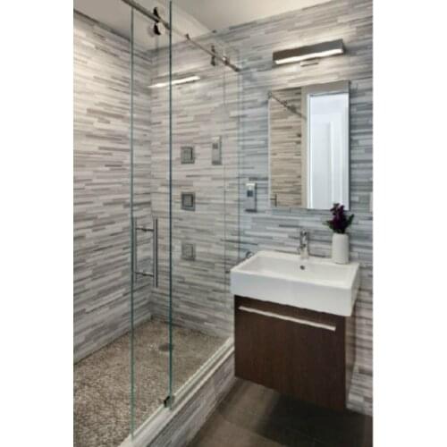 6.6FT chrome Polished Frameless sliding glass shower door track barn shower door hardware kit