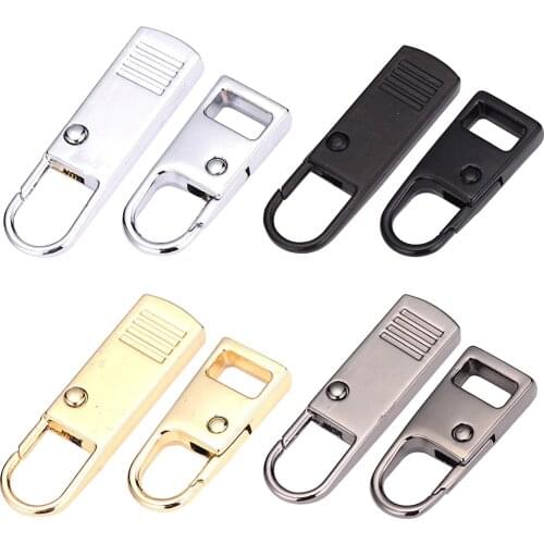 6 Pieces Zipper Pull Tab Replacement, Zipper Metal Puller Slider Zipper Extender, Smooth and Polished, Sturdy and Durable