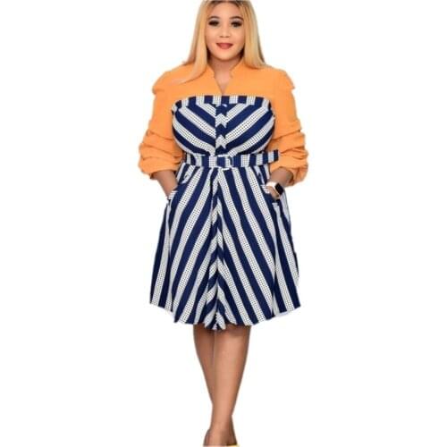 African Dresses For Women Dashiki African Clothes 3/4 Sleeve V-Neck Button Down Midi Dress Tribal Satin Dress Africa Clothing