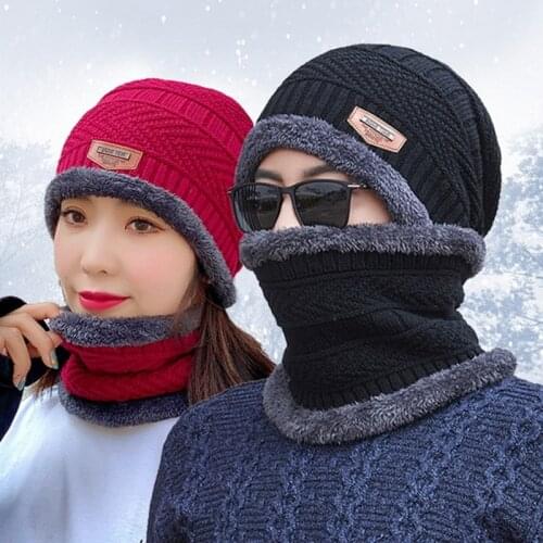 Balaclava Knitted hat scarf caps neck warmer Winter Hats For Men women skullies beanies warm Fleece cap
