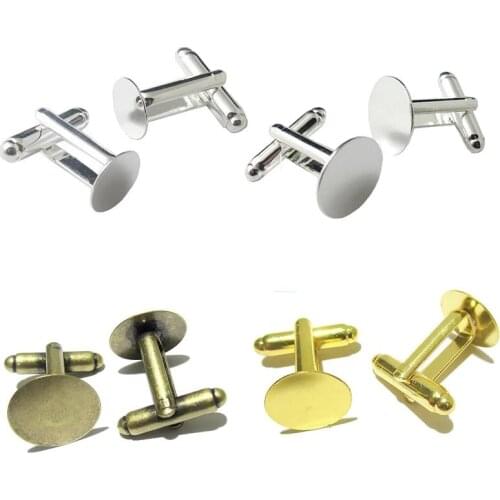 Beadsnice ID3420smt2 Brass Glue on Pad Cufflink Blanks Jewelry Making Wholesale Cufflink Cabocho Settings Findings