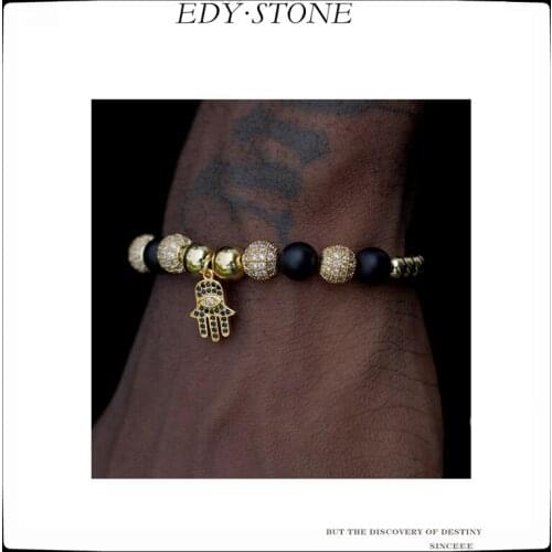 EDY 2021 New Hip Hop Punk Full Diamond Gods Eyeball Palm Adjustable Drawstring Bracelet For Women Men Girls Party Jewelry