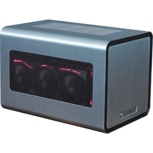 V8 Mini itx / DTX case, Aluminum alloy desktop computer case, Pull-out in-line display A4 small steel gun