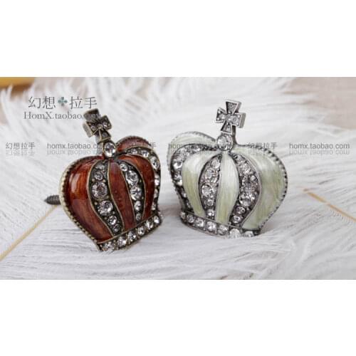 Retro crown Creative crystal diamond handle Antique cabinet door handles Small handle wardrobe drawers 4.5 * 4.5 * 5cm