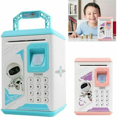 Electronic Piggy Bank Safe Money Box Bank Password Fingerprint Lock ATM Cash Coin Kids Gift