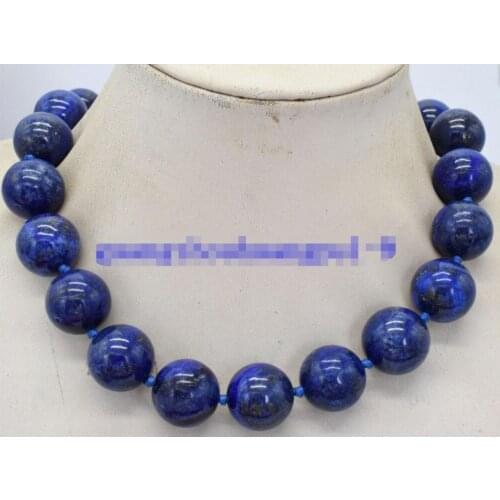 Hot 14 mm Egyptian Lapis Lazuli Dark Blue Round Bead necklace 18" AAA
