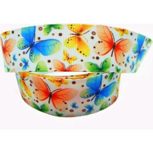 [IuBuFiGo] 80 yard 7/8'' 22mm Butterfly Printed Grosgrain Ribbons Polyester cartoon ribbon DIY Bow Hair accessories tape