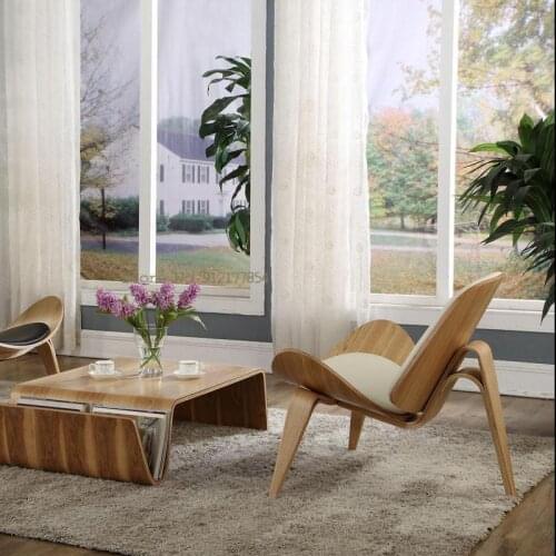 Bent wood plane smile triangle foot single sofa shell chair meeting living room negotiation chair spot