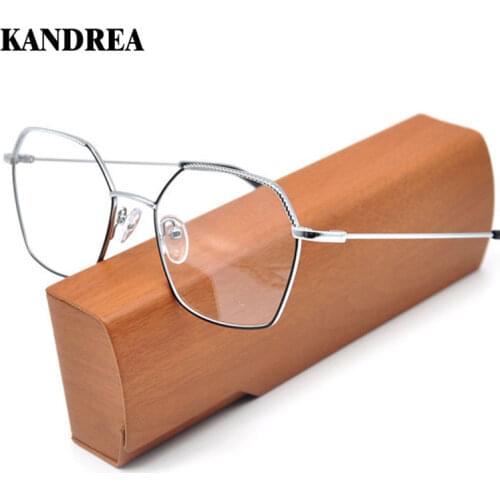 KANDREA 2021 Fashion Vintage Retro Metal Frame Clear Lens Glasses Frame Polygon Women Eyewear Oversized Square Female Eyeglasses