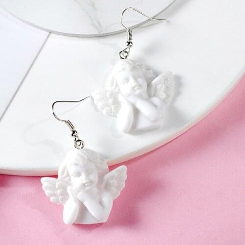 Cute Cupid Angel Pendant Drop Earring Vintage Angel Drop Earrings Punk Jewelry For Cool Women Girl Friendship Gifts