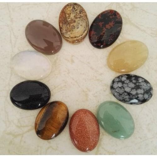 Fashion natural stone beads for jewelry making 25X18MM oval cabochon Ring pendant accessories 12Pcs/lot Free shipping wholesale