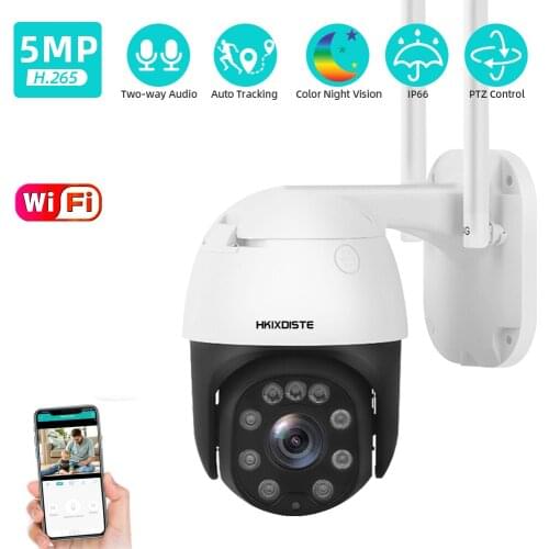 Outdoor Dome Auto Tracking WiFi PTZ IP Camera 5MP HD Two-Way Audio Home Wireless CCTV Security Surveillance Camera Onvif 1080P
