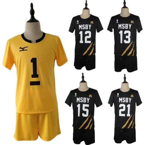 New ! Unisex Haikyuu Cosplay Costume Summer Short Sleeve MSBY Volleyball Team Jerseys Miya Atsumu/Kiyoomi Sakusa Uniform C50K225
